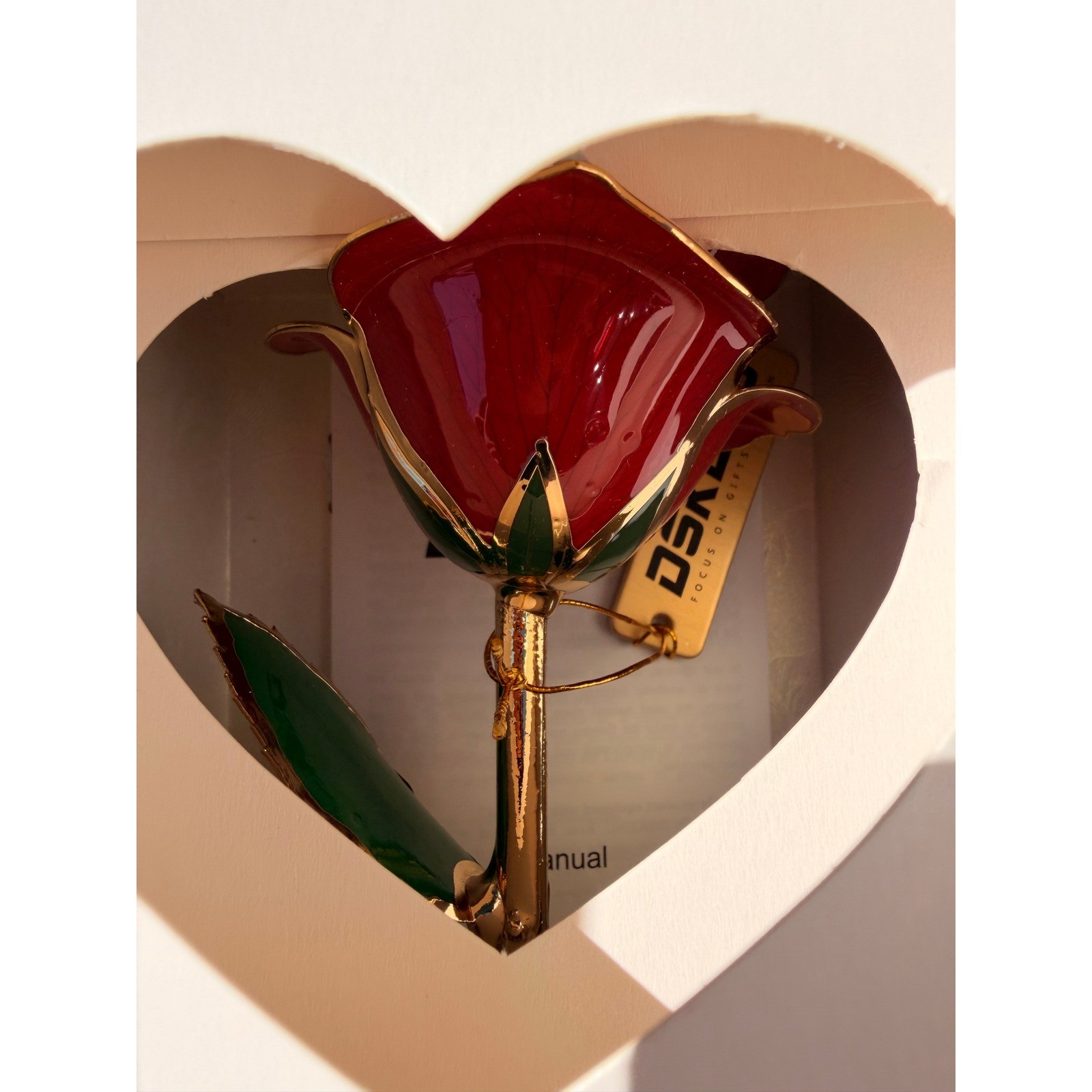 DSKENU 24K Gold Plated Resin Preserved Real Red Eternal Rose Gift Box Set