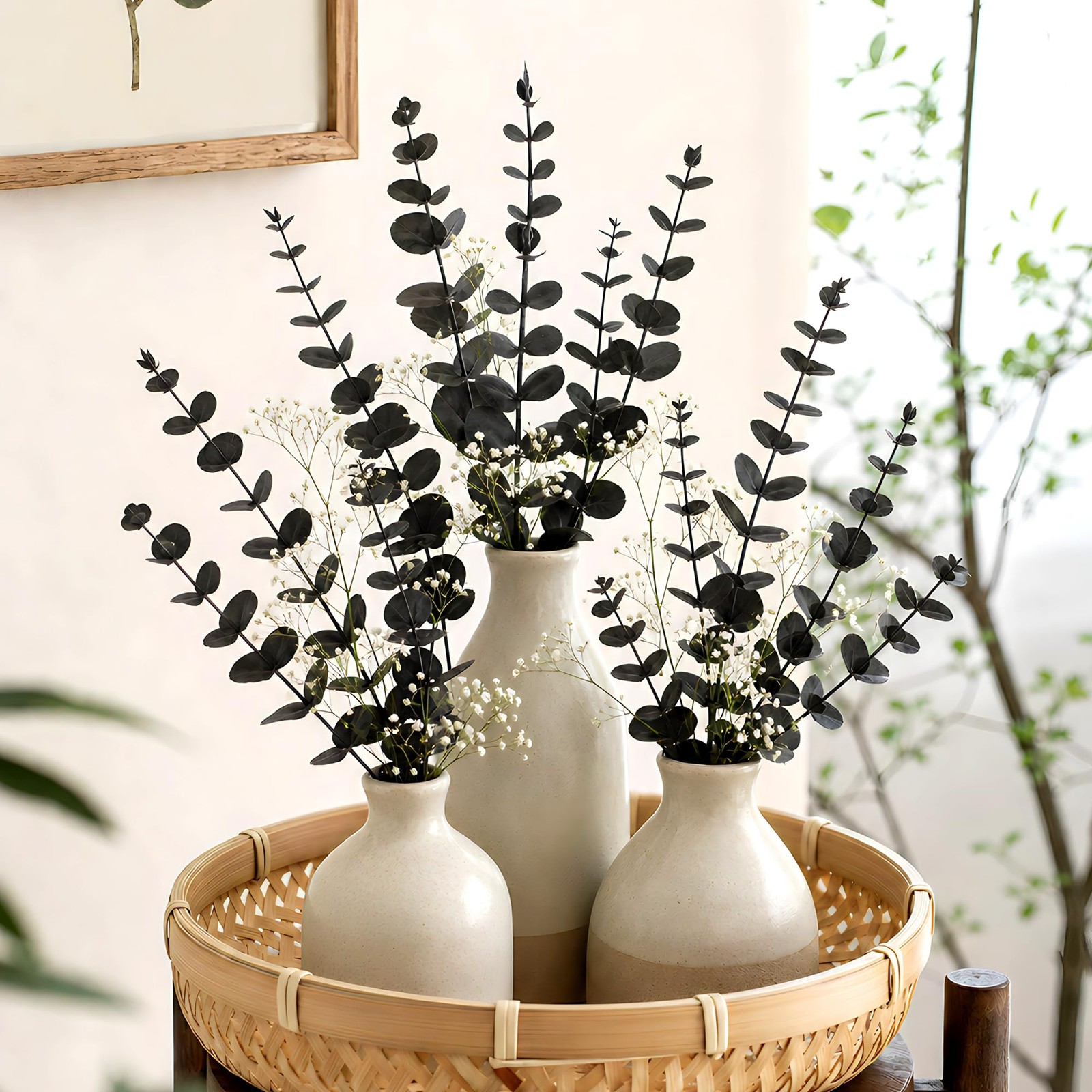 40pcs Artificial Eucalyptus Stems Fake Eucalyptus Leaves Greenery Stems for I…