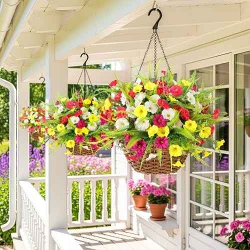 Artificial Flowers for Outdoors 12 Bundles White,magenta, Rose Red,yellow