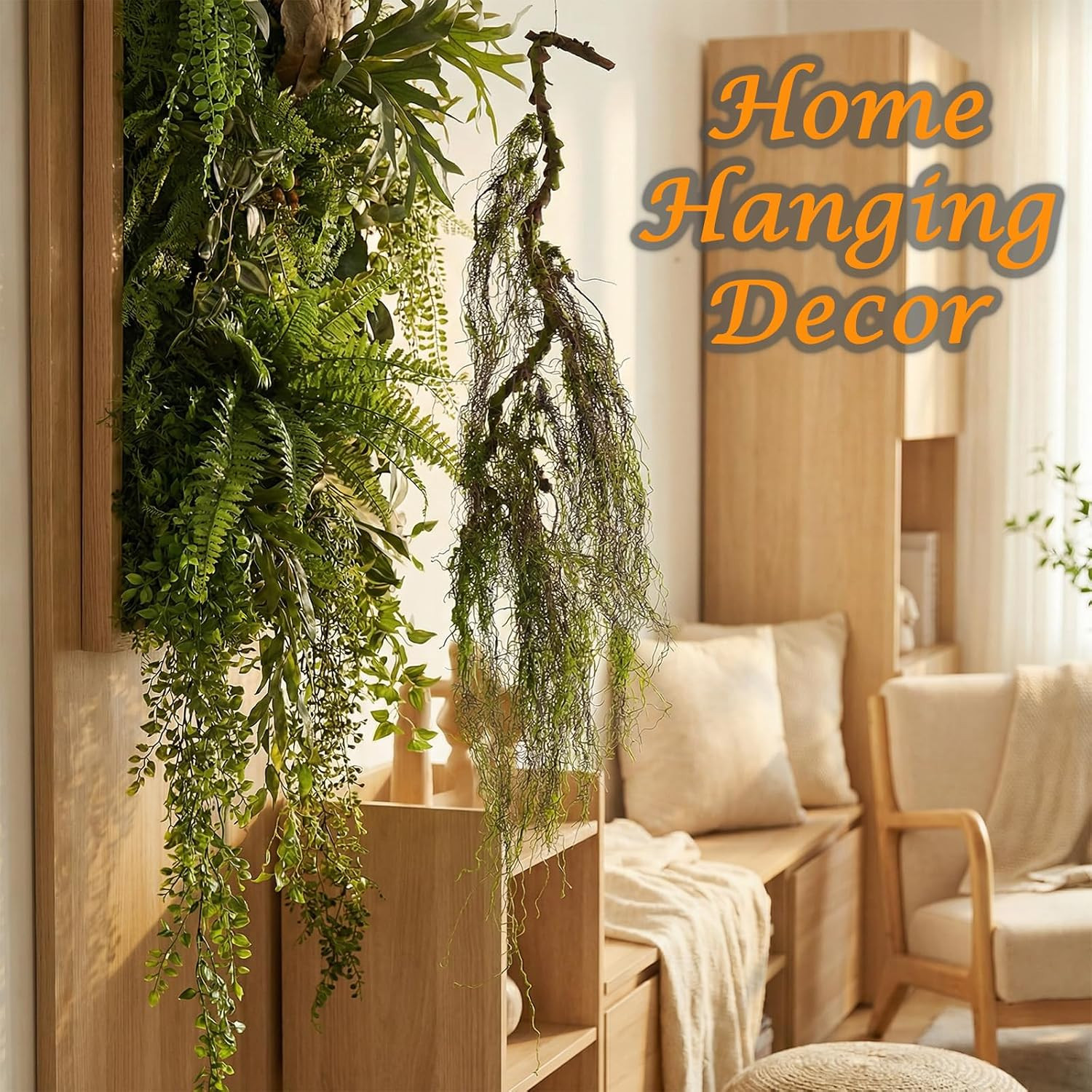 63Inch Curly Faux Weeping Willow Tree Branches Hanging Moss Halloween Decor | Ar