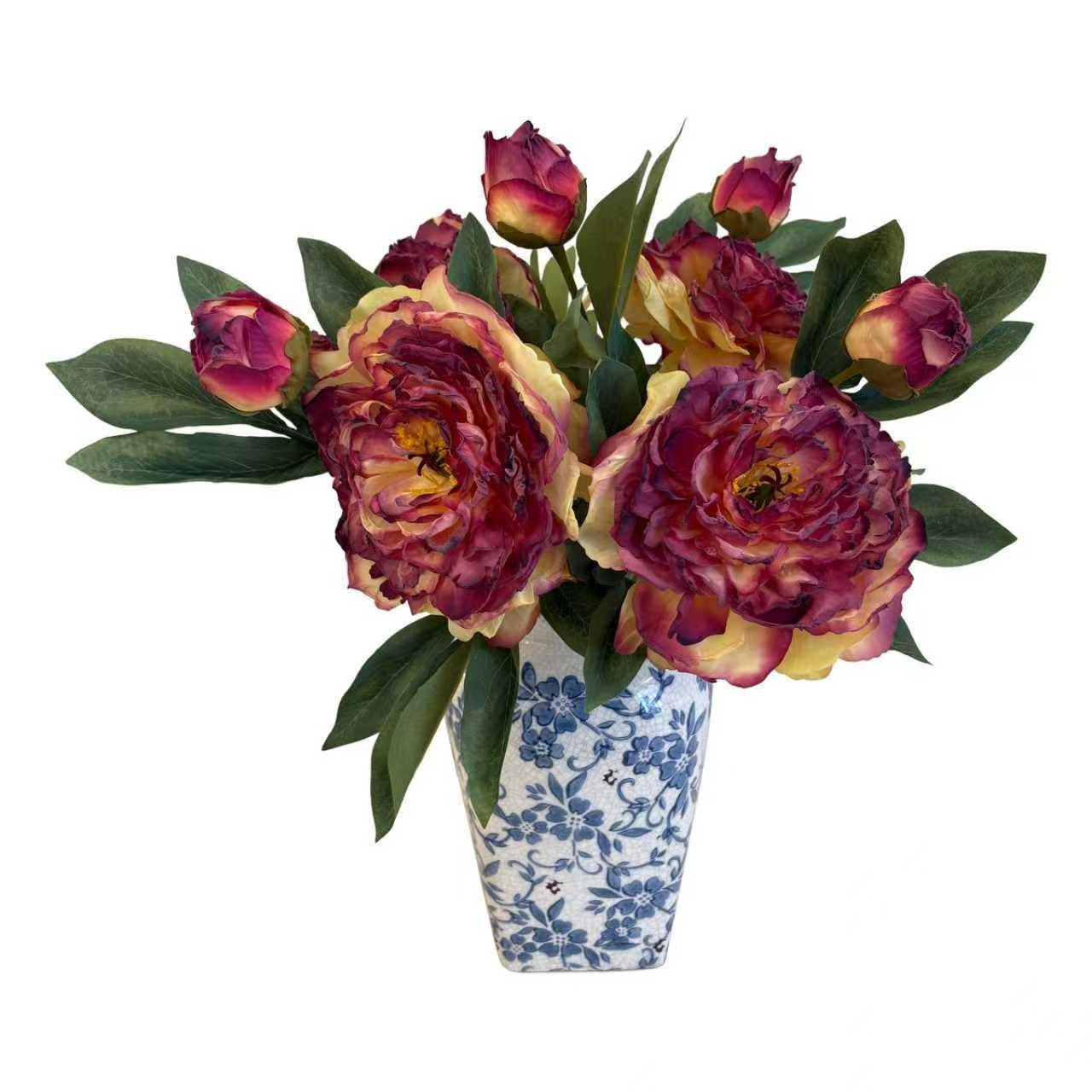 4 PCS Premium White Peonies Artificial Flowers,19.2’’Fake Faux Silk Peonies f…