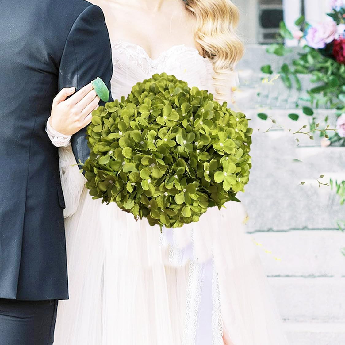 8 Pcs Large Hydrangea Artificial Flowers 27.5 Inches Realistic Single Long Stem