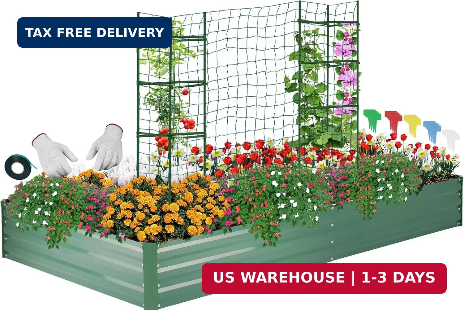 Galvanized Raised Garden Bed for Vegetables Flowers Herbs, Metal Raised Garden B