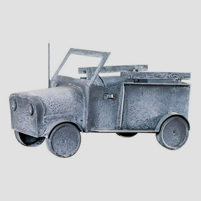 New Short Truck metal planter in distressed weathered zinc