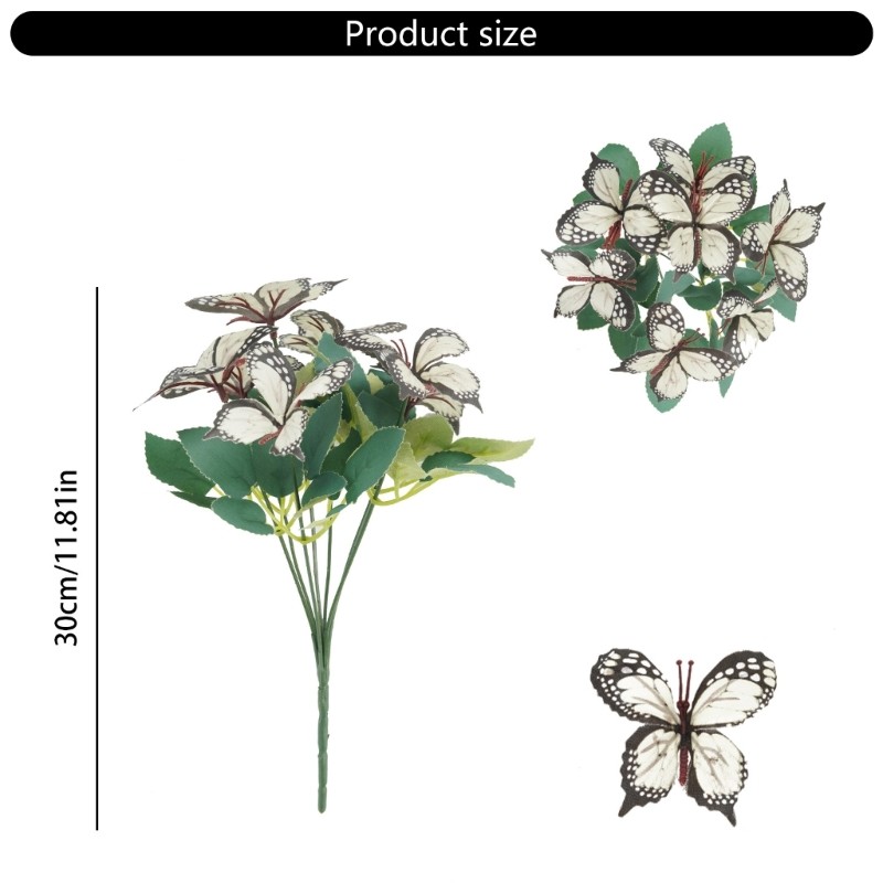7 Head Artificial Butterfly Flowers Colorful Plastic Realistic Home Decors
