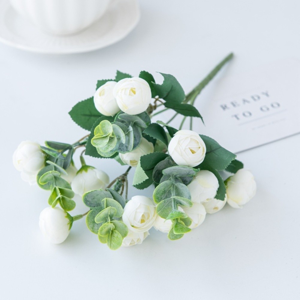 30cm Silk Eucalyptus Camellia Bouquet for Wedding Party Home Decor