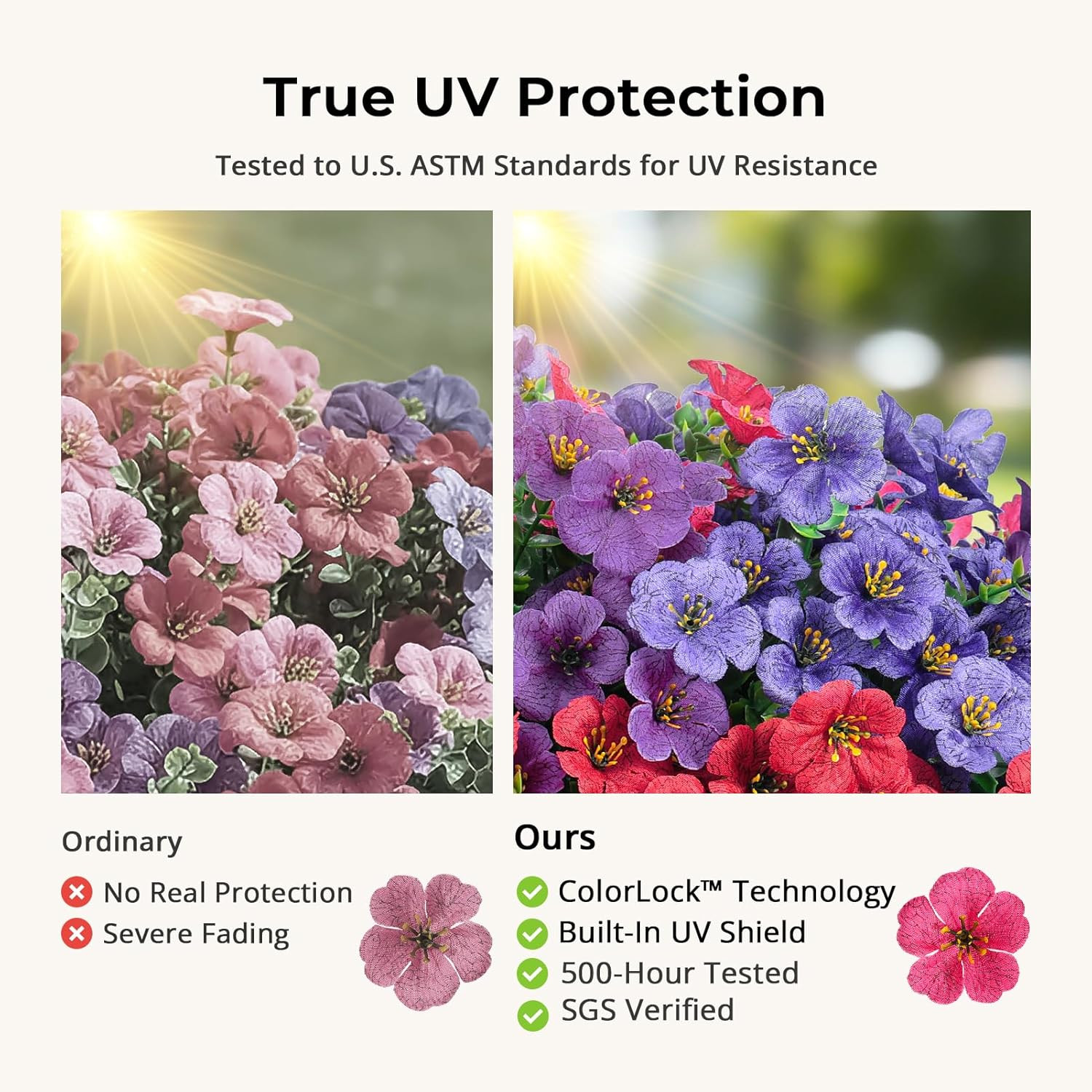 14 Bundles Outdoor Artificial Plants UV 14 PCS Red Rose Red Dark Purple Purple