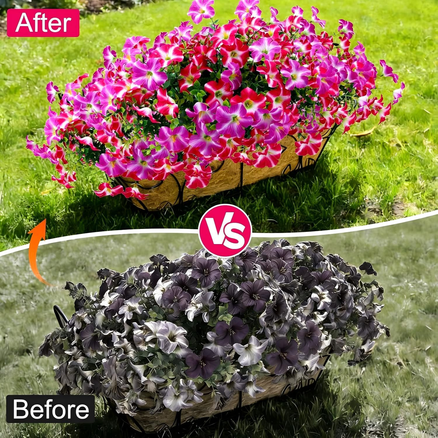 Artificial Petunia Flowers Outdoor, 8 Bundles UV Resistant Faux Plants | Realist