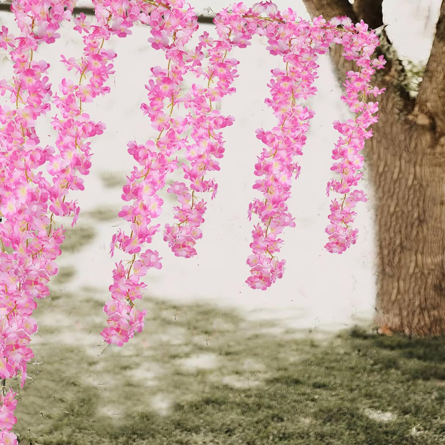 2 Pcs Artificial Cherry Blossom Flower Vines Cherry Blossom Garland 18.48 Ft Han