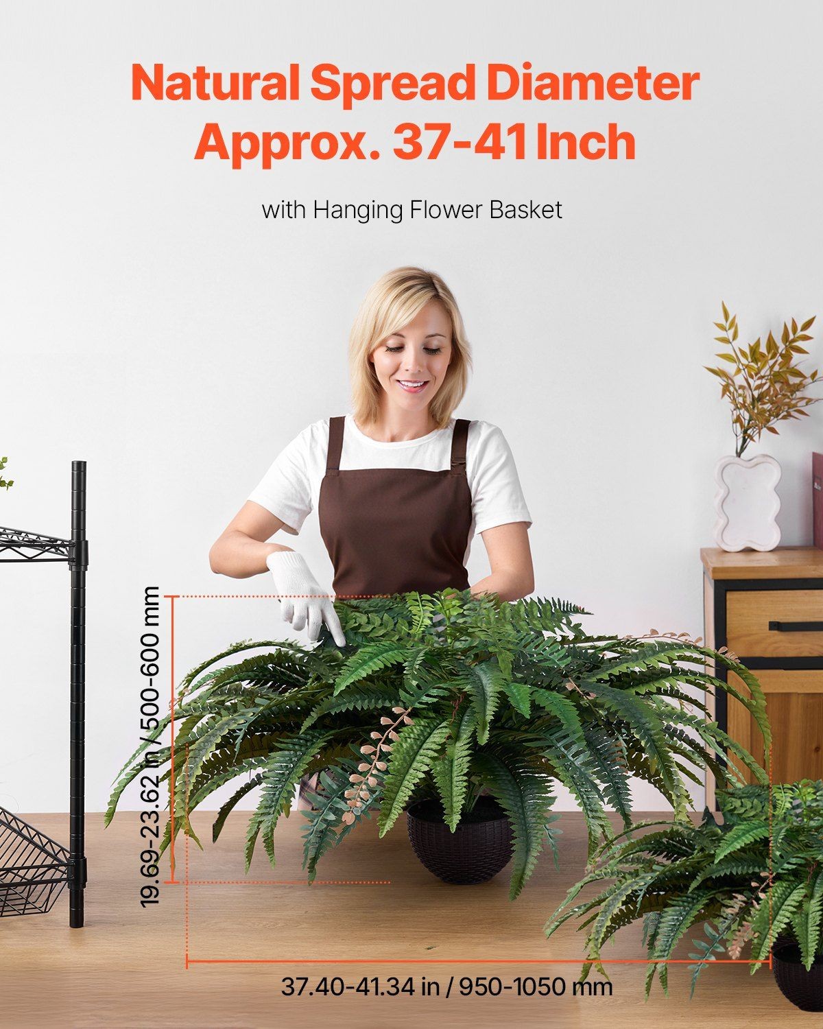 40in Outdoor-Grade Faux Fern, 80 Branches, PE+Silk Leaves, Fade Proof