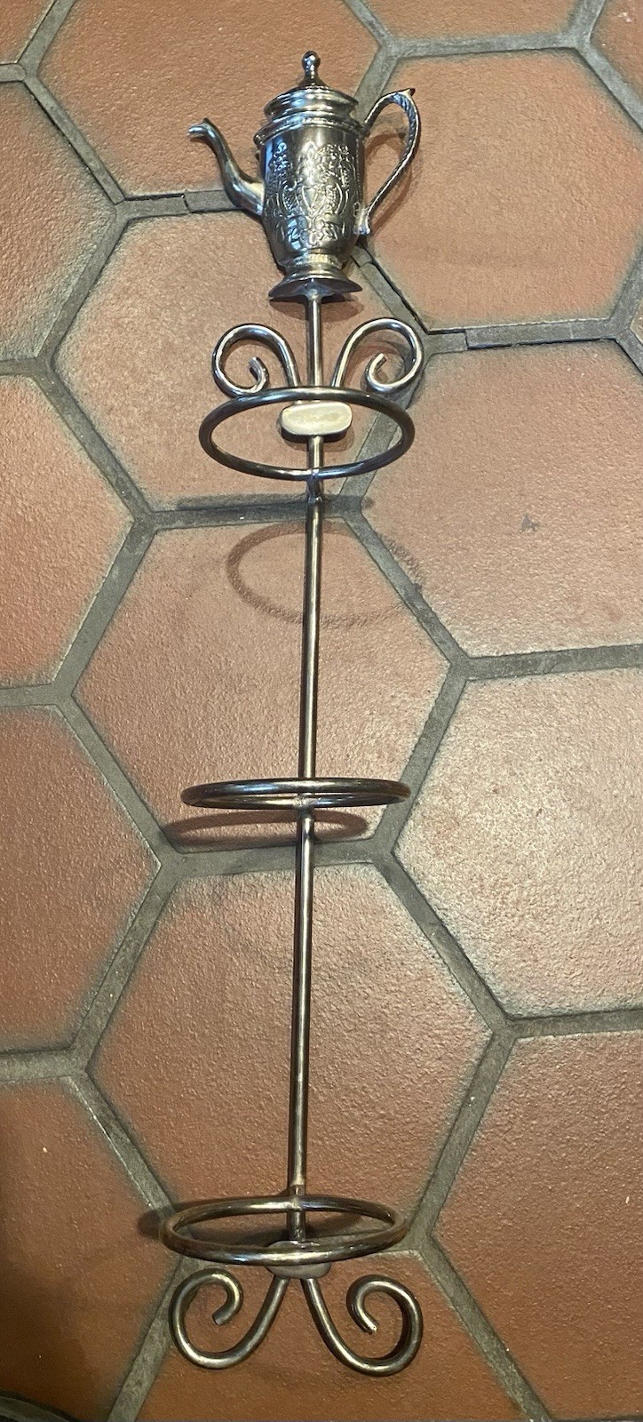 Teapot Teacup Metal Wall Mount Flower Pot Holder Display