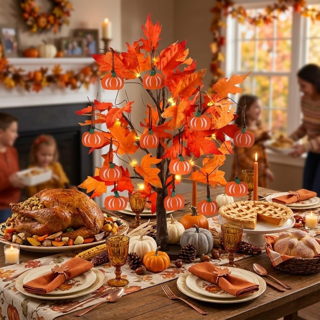 Fall Decorations for Home, Thanksgiving Decorations, 24”2FT Lighted Maple Lea…