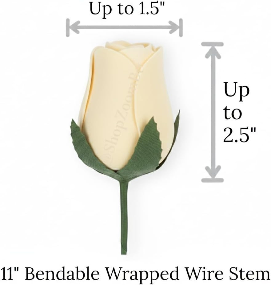 Bouquet Two Dozen 24 PCS Realistic Ivory White Wooden Roses, Forever Flower