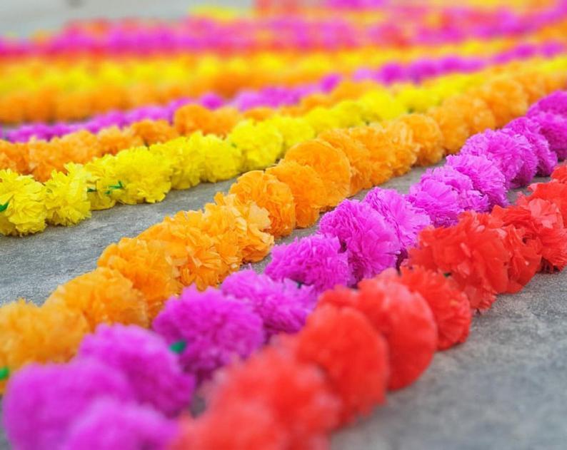 New Multi Artificial Marigold Flower Garlands Diwali Indian Wedding Decoration
