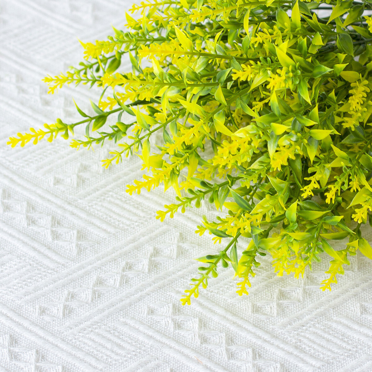 Artificial Yellow Lavender Flowers Fake Plastic Plants for Outdoor Garden Decor