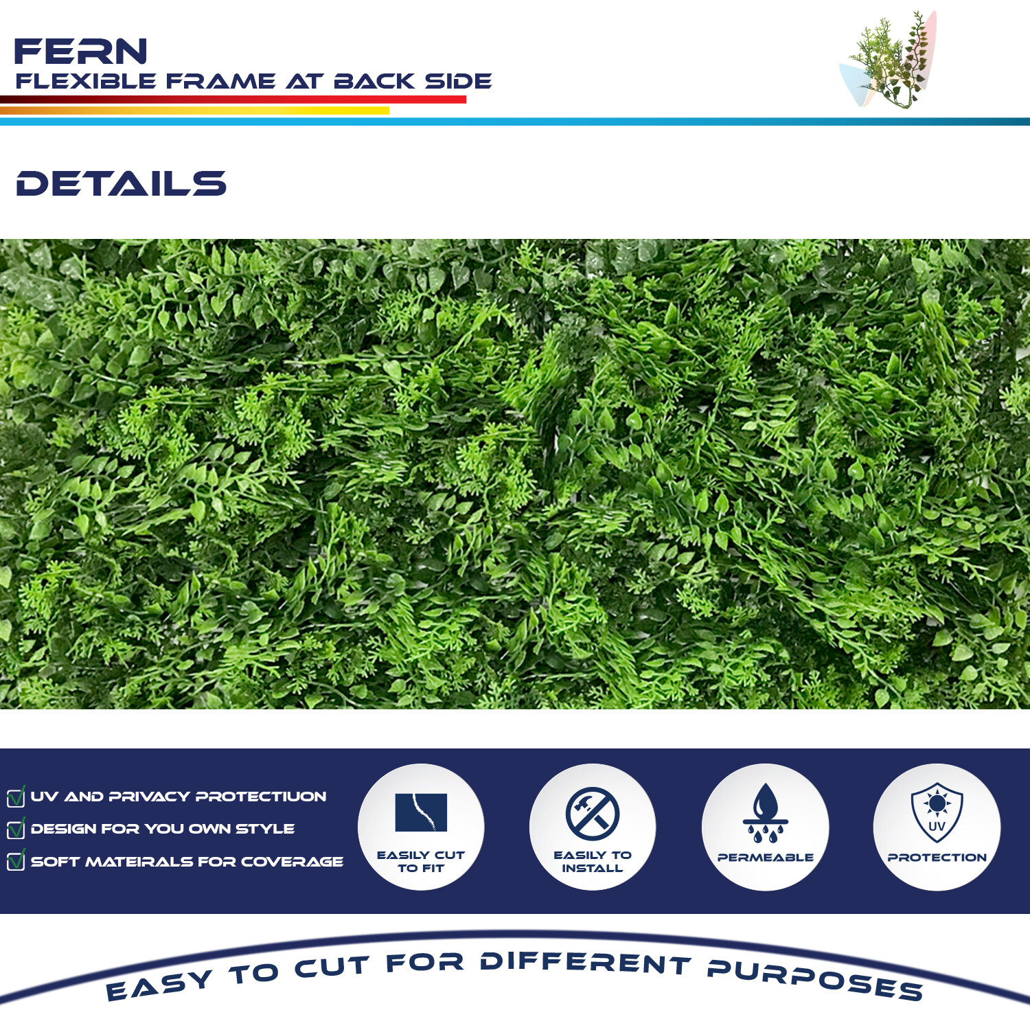 20×20″ Artificial Green Faux Fern Leaf Privacy Fence Screen Decor Mats Hedge