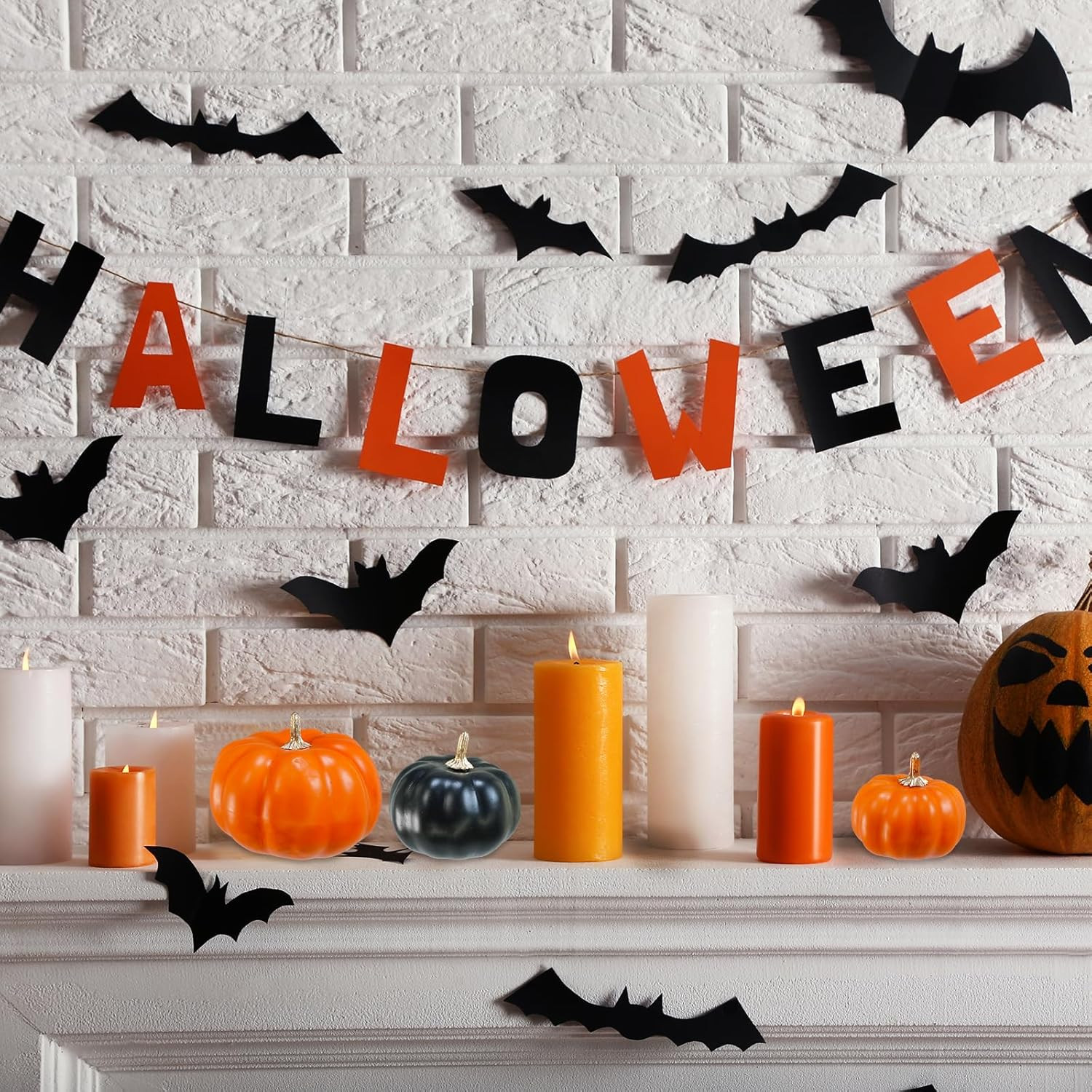 12 Pcs Artificial Orange & Black Pumpkins – Small Decorative Fall Pumpkins for A