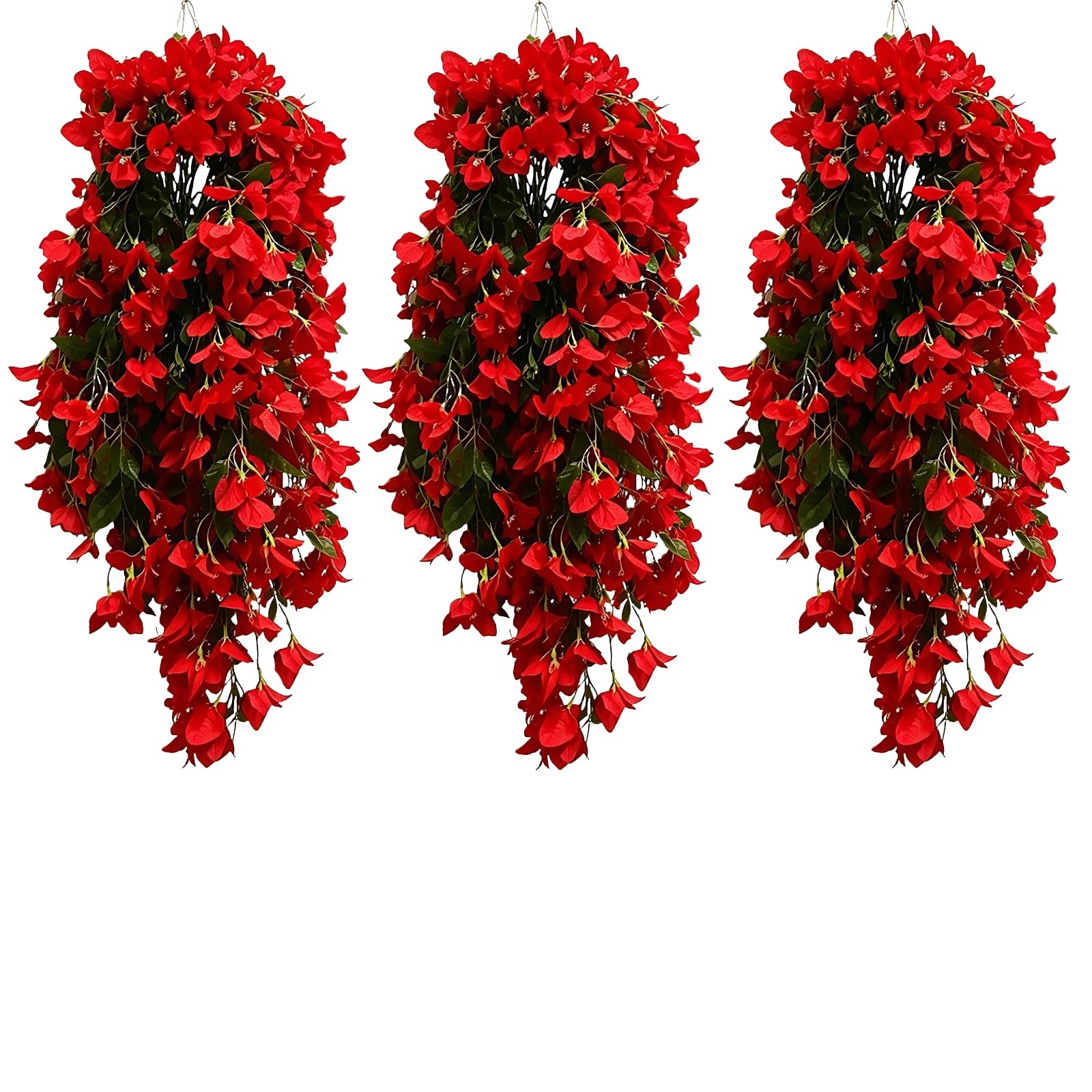 4Pcs 27.5 Inch Red Artificial Bougainvillea Flower Garlands – Silk Fake Vines…
