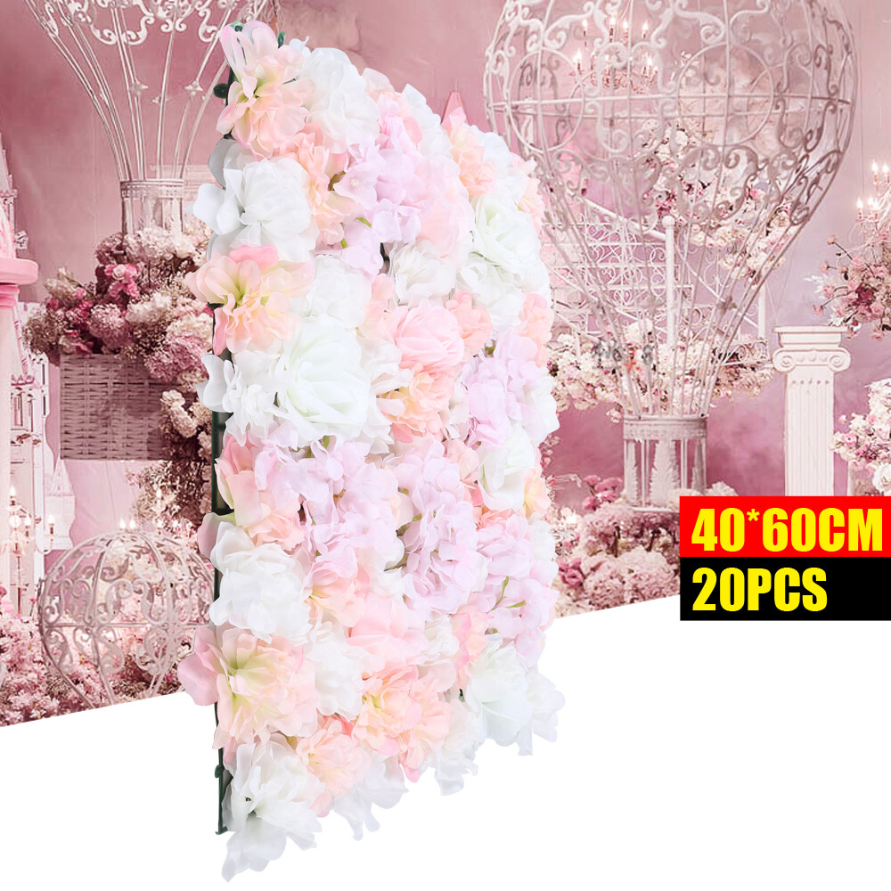 60x40cm Silk Rose Artificial Flower Wall Panel Wedding Party Backdrop Decoration