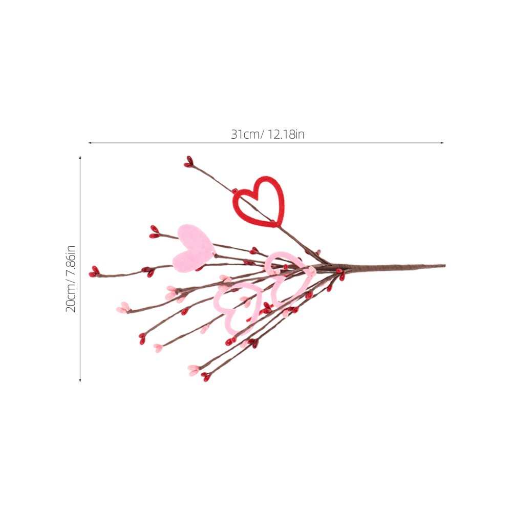 10Pcs Romantic Heart Shaped Artificial Berry Stem Picks for Valentine Decor