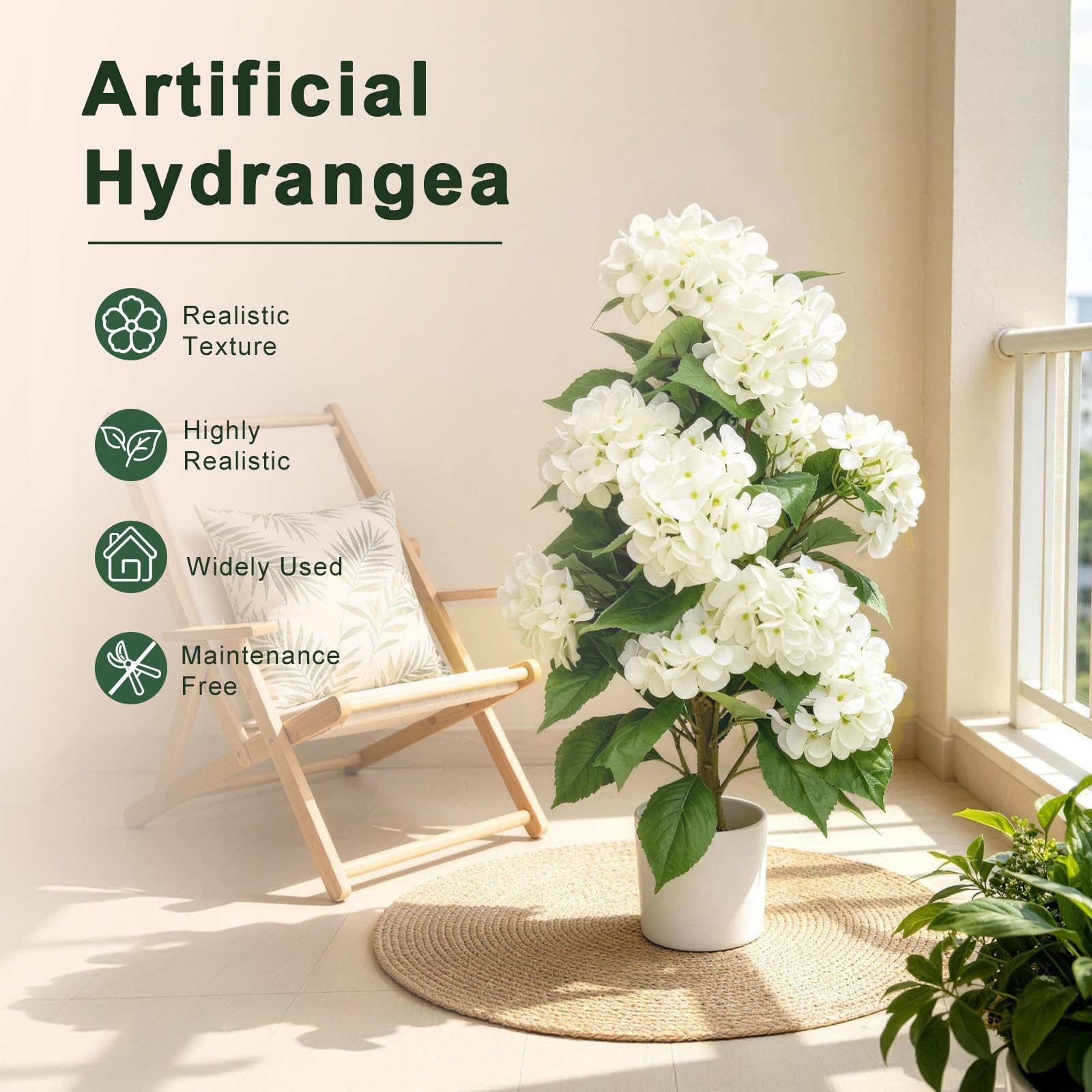 Faux Hydrangea Tree 30″ Tall (2 Pack), Artificial Hydrangea Plant in Pot with…
