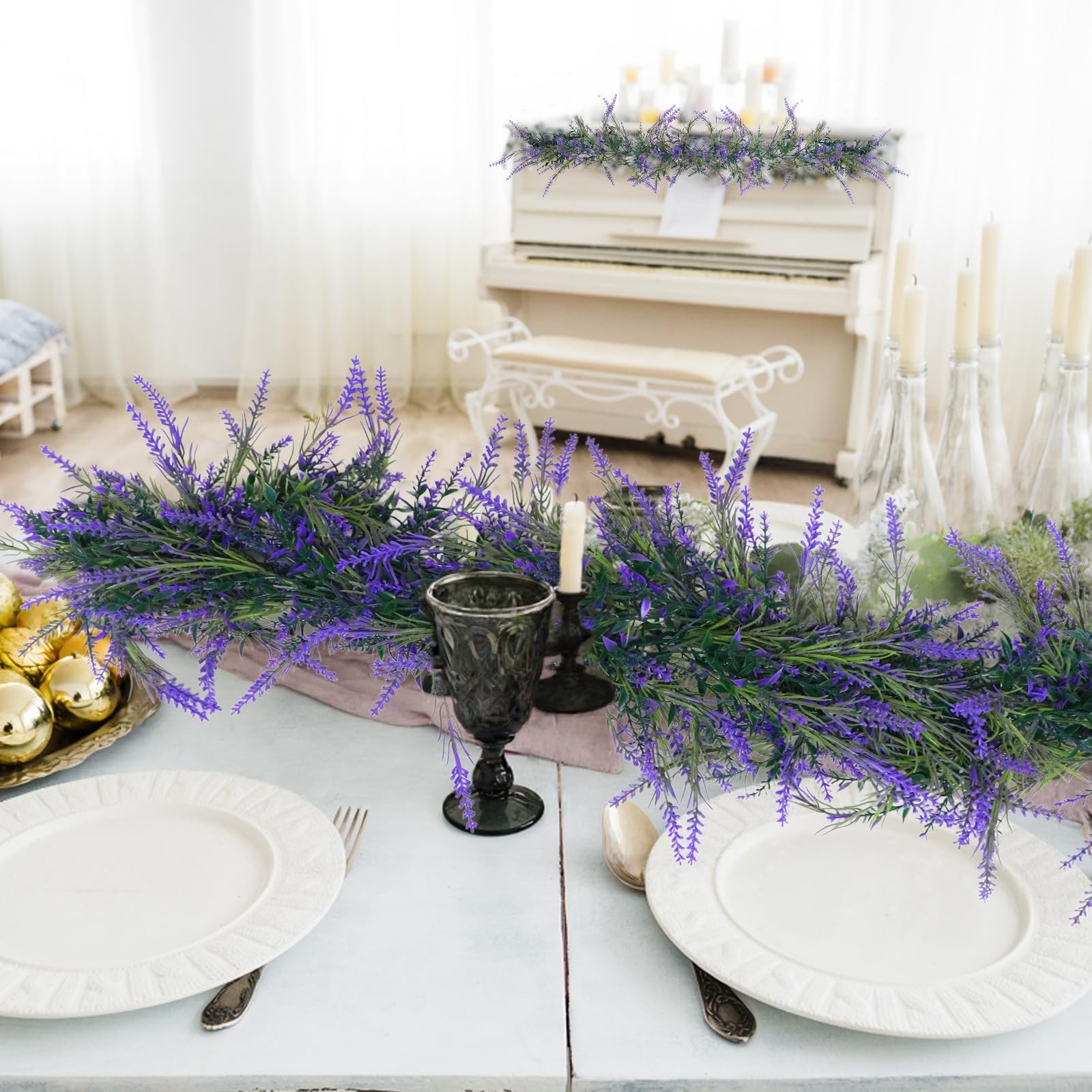 6Ft Purple Lavender Artificial Garland Decor, Spring Summer All Year Lavender…