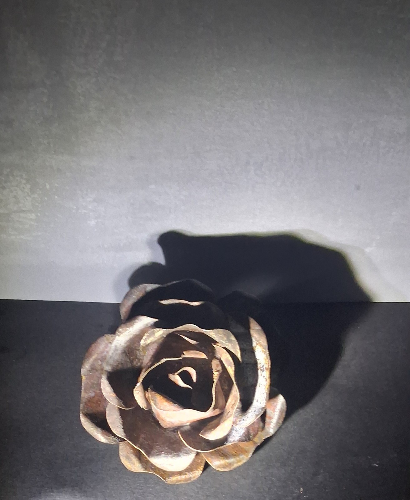 Handmade Metal Rose Magnet – Reclaimed Metal Flower Sculpture