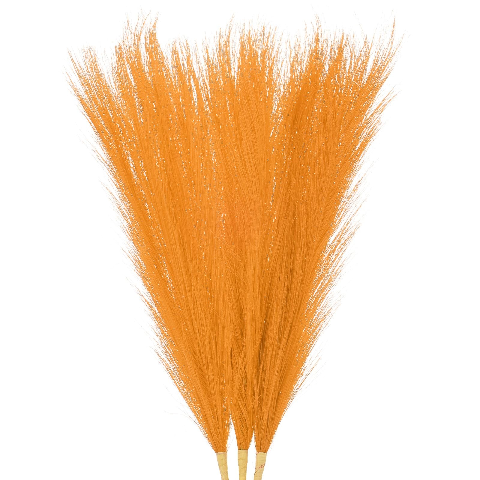3 PCS Faux Pampas Grass 17.7 Inch Gold Yellow Small 7 Branches Fluffy