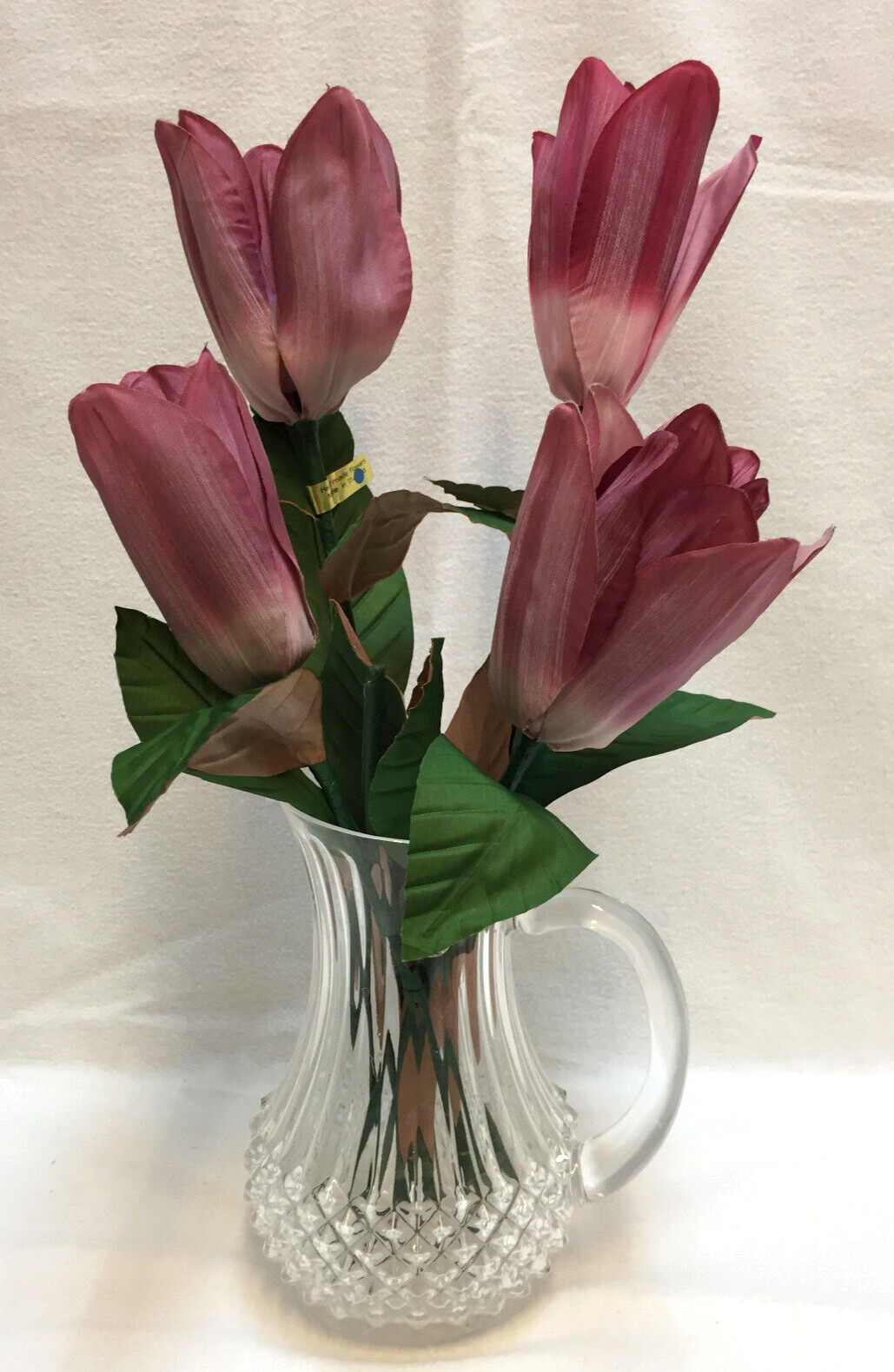 Magnolia Flowers Faux Artificial Light Burgandy 14.5″ to 29″ long Leaves Lot 4