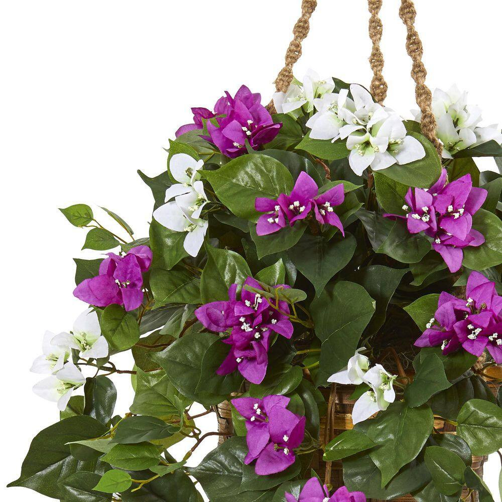 30 In. Indoor Mixed Bougainvillea Artificial Plant Hanging Basket