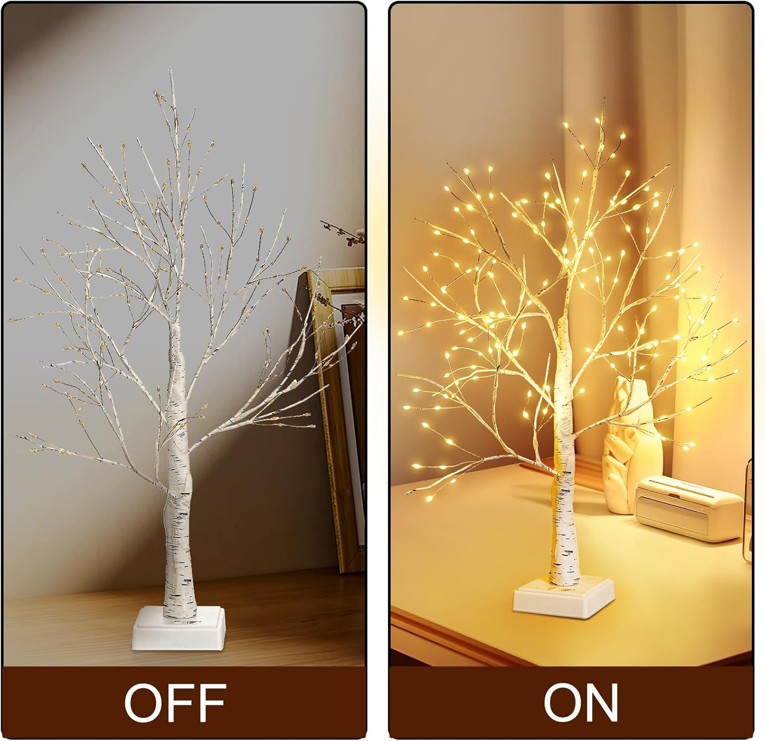144 LED Birch Tree Lamp Tabletop Bonsai Fairy Light USB/Battery Warm White
