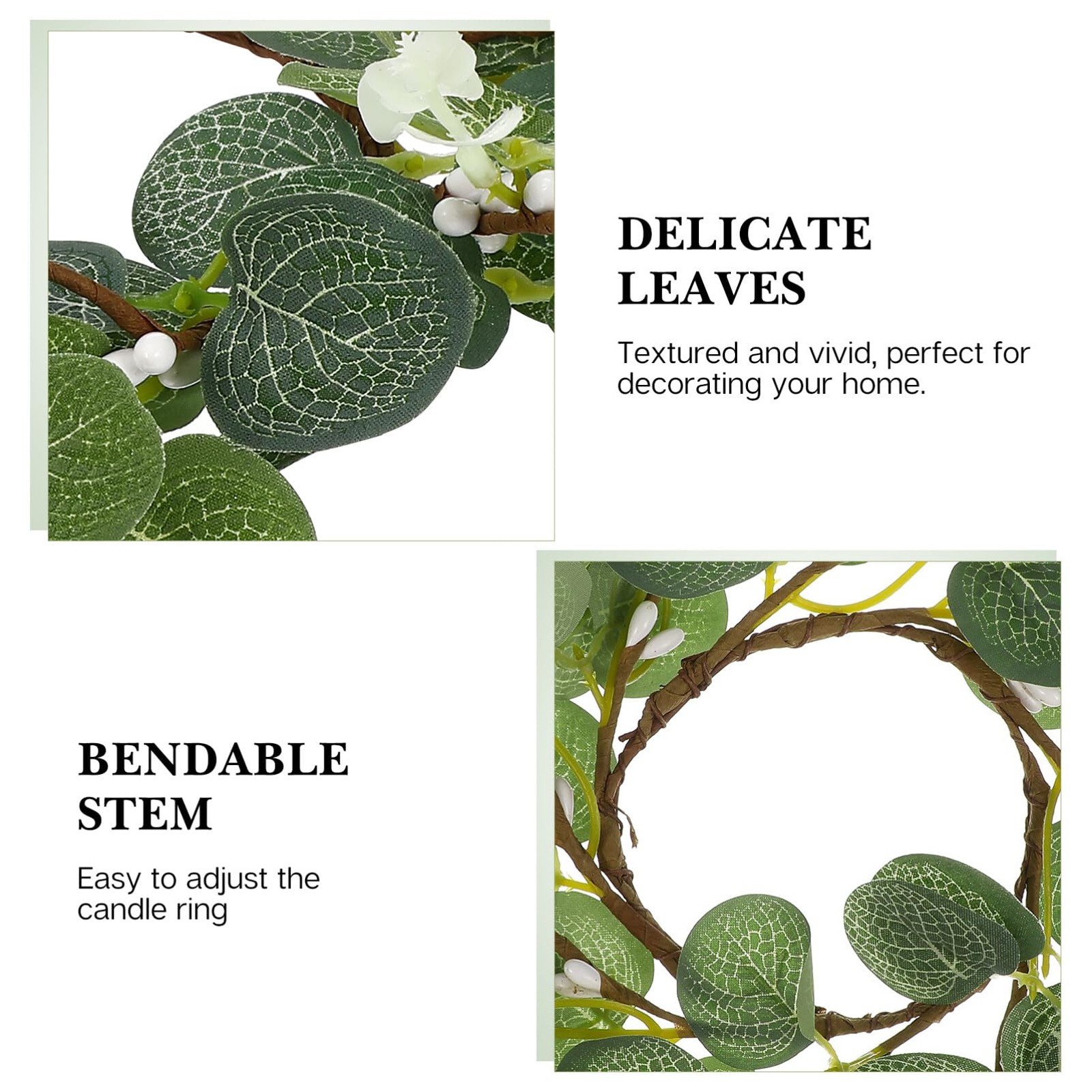 Eucalyptus Candle Rings Wreaths 5.9 Inch Artificial Greenery Mini Centerpiece