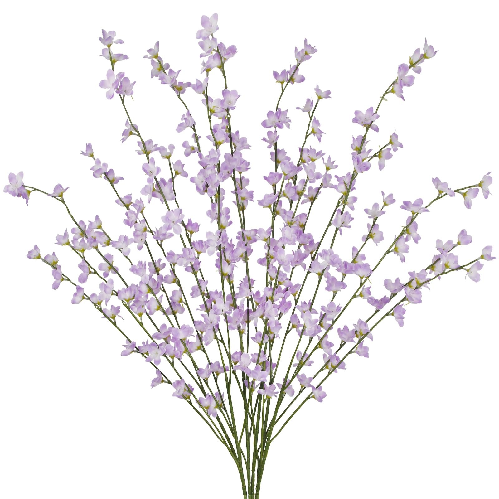 6 Pcs Artificial Forsythia Branches Fake Wildflowers Light Purple 41″ Silk Fl…