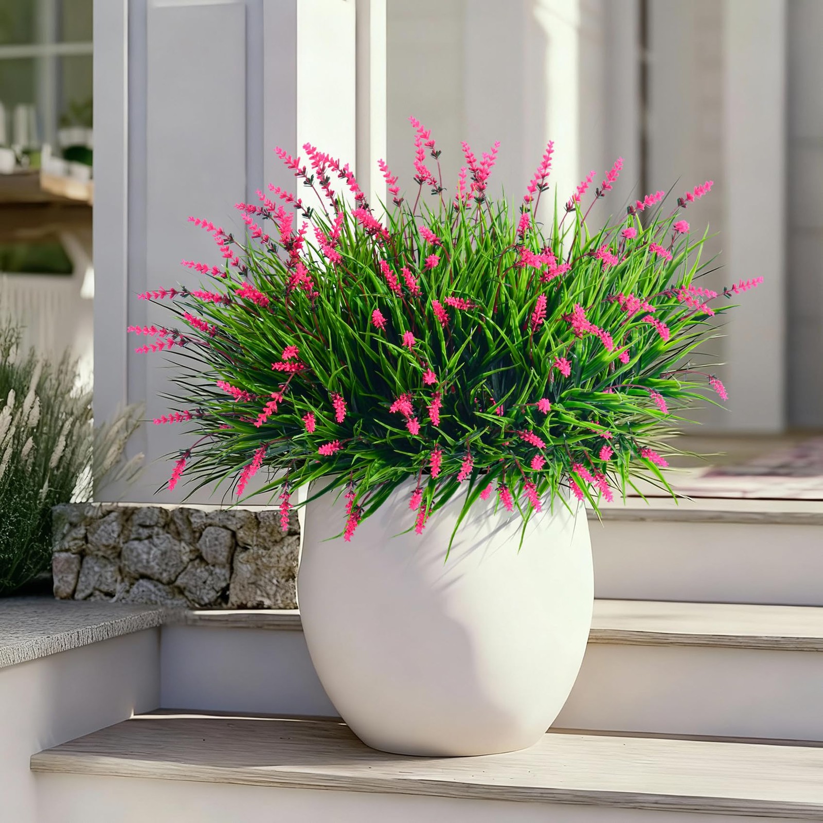 12 Bundles Artificial Lavender Flowers Faux Plants for Outdoor Fake Monkey Gr…