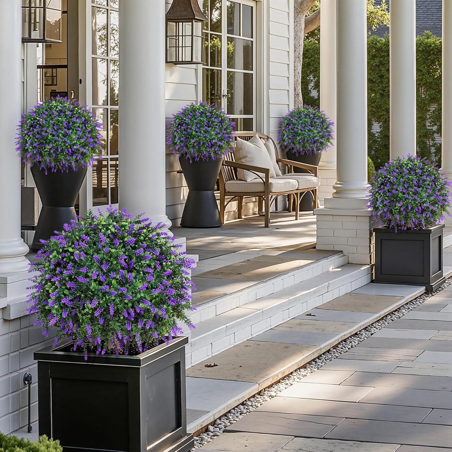 2 Pack UV Resistant Boxwood Ball Trees with Lavender for Home & Garden