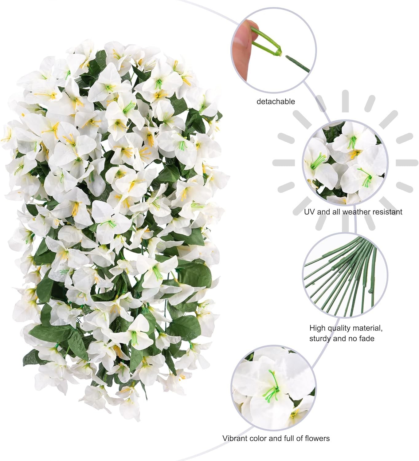 All-Season 2 PCS Artificial Bougainvillea – Stunning Fake Flower Trailing Vines