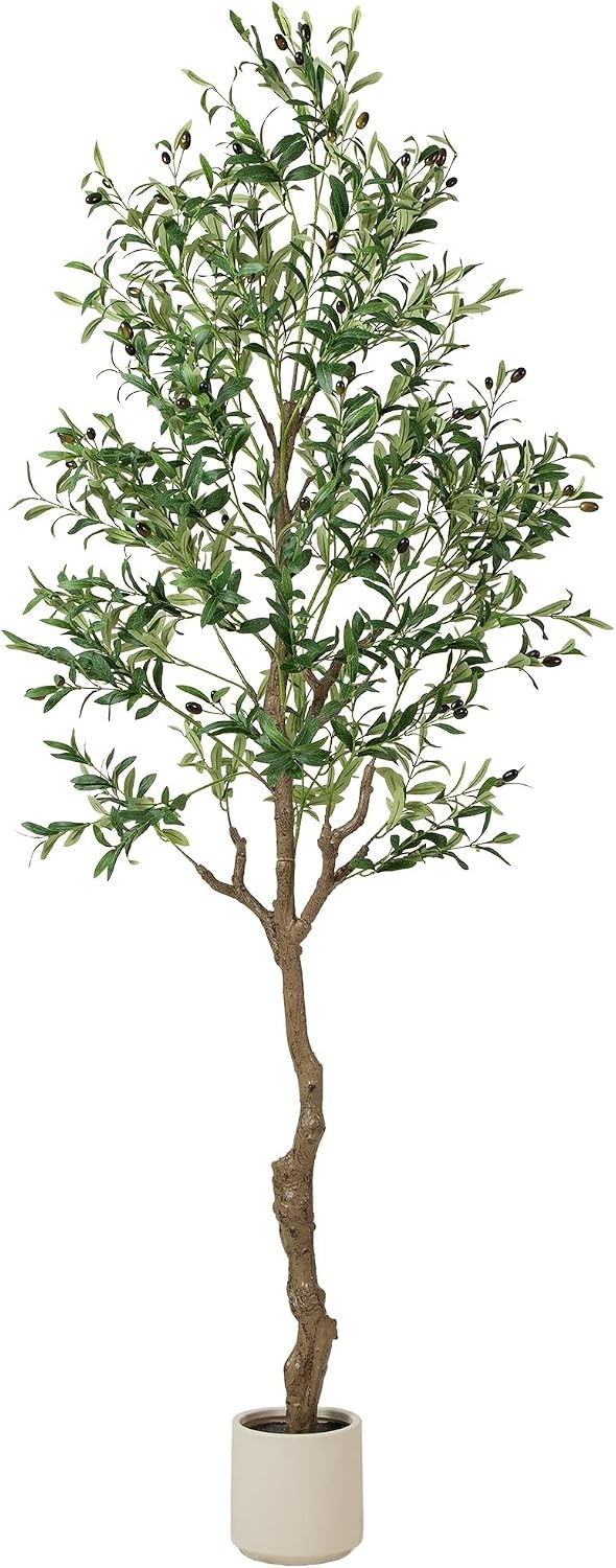Olive Tree Artificial Indoor 7 FT Faux Olive Trees W/ Planter Fake Tall Plants