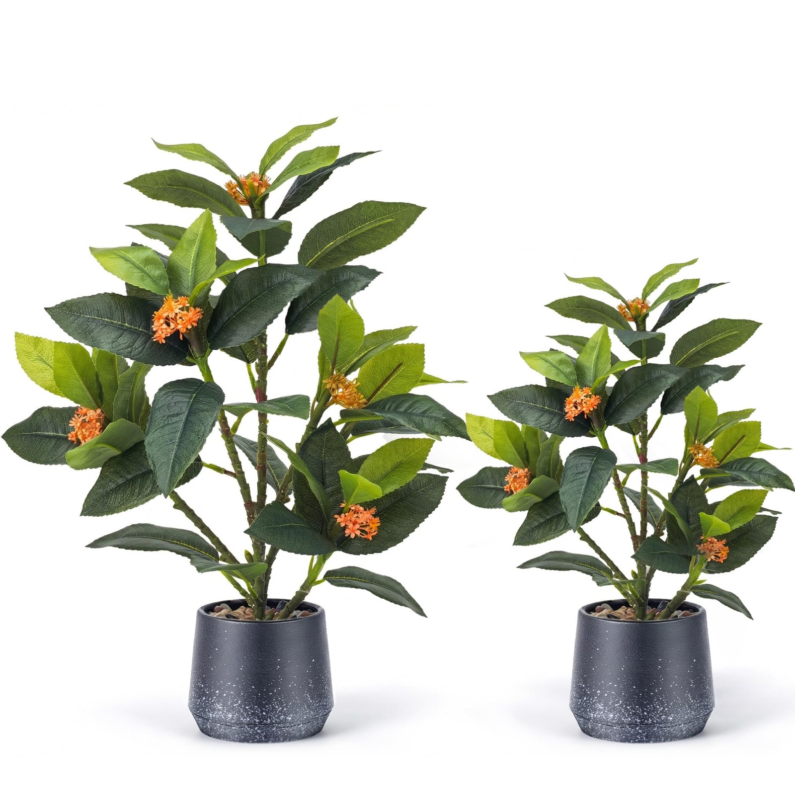 2 Pack 12″ Artificial Small Camellia Flowers Tree Potted Fake Bonsai Plant