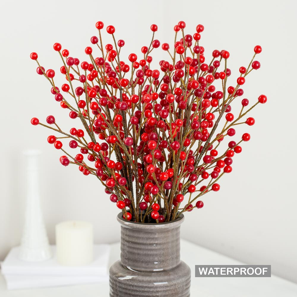 Set of 12 Factory Direct Craft Weatherproof Red Artificial Berry 18″ Sprays