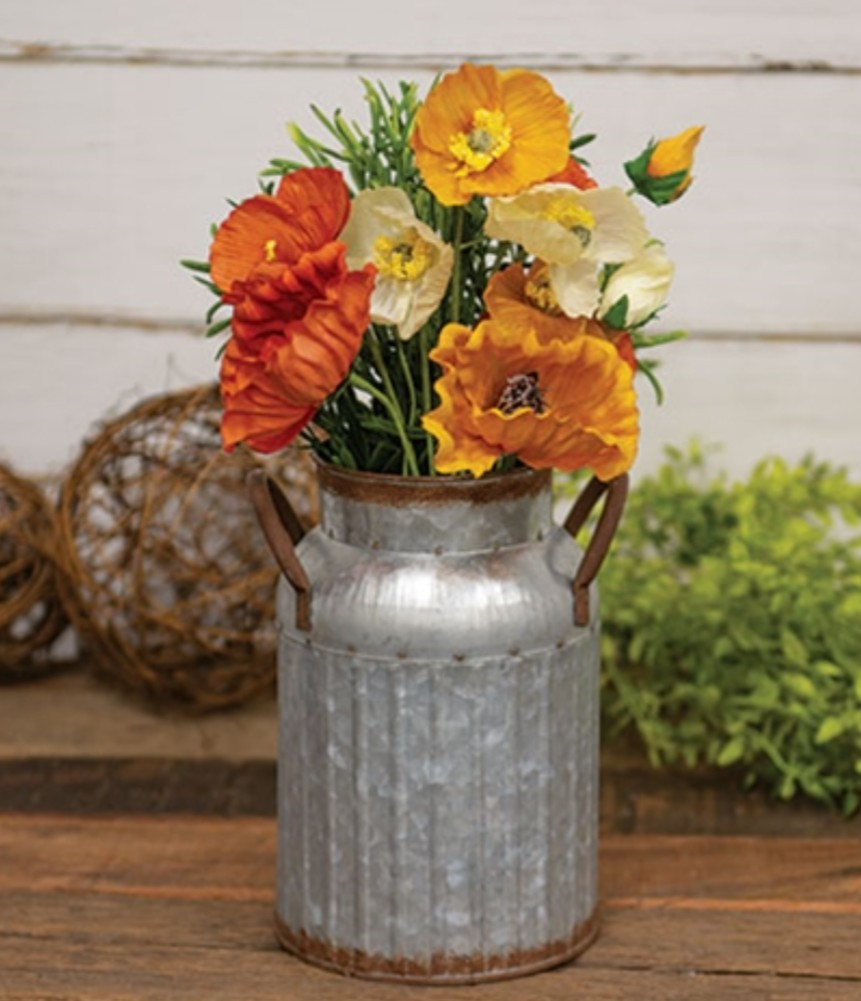 17″ Orange, Cream, & Yellow Poppy Floral Pick