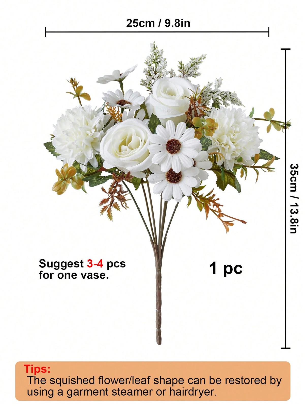 White Artificial Silk Rose Daisy Bouquet 1 Pc 3 Pcs 6 Pcs Home Wedding Decor