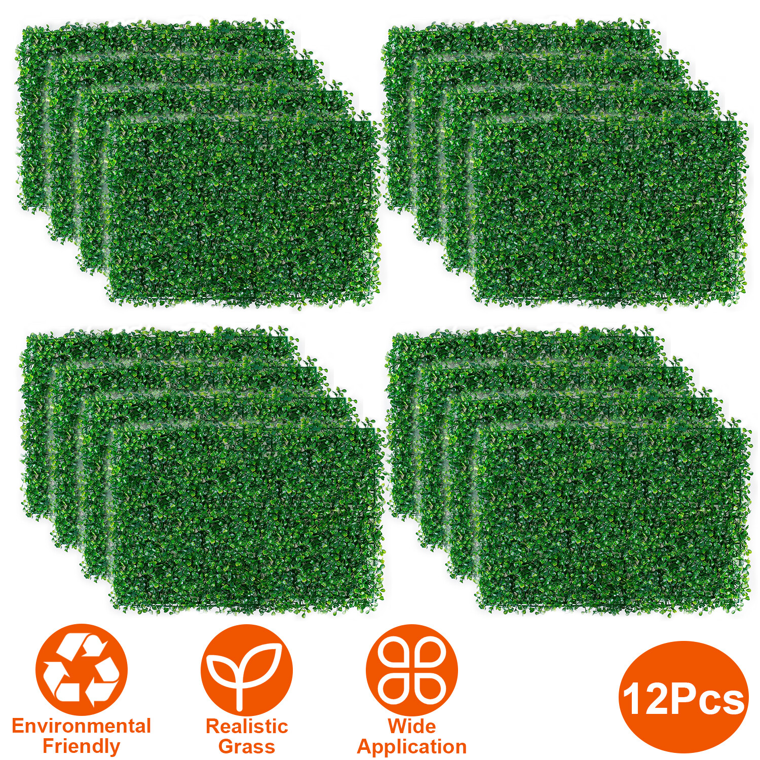 12/24 Pcs Artificial Plant Boxwood Mat Fence Hedge Fake Grass Decor 23.6×15.75in