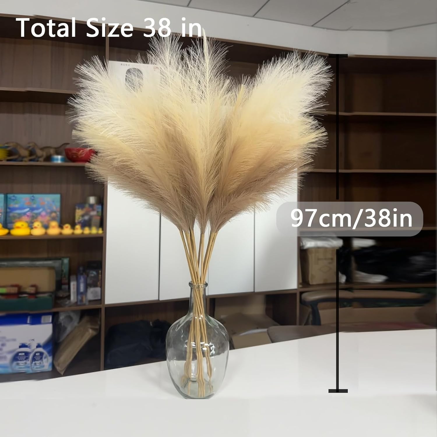 38″ 10 Stems Faux Pampas Grass Decor – Tall Pampas Grass for Floor Vase, Boho…