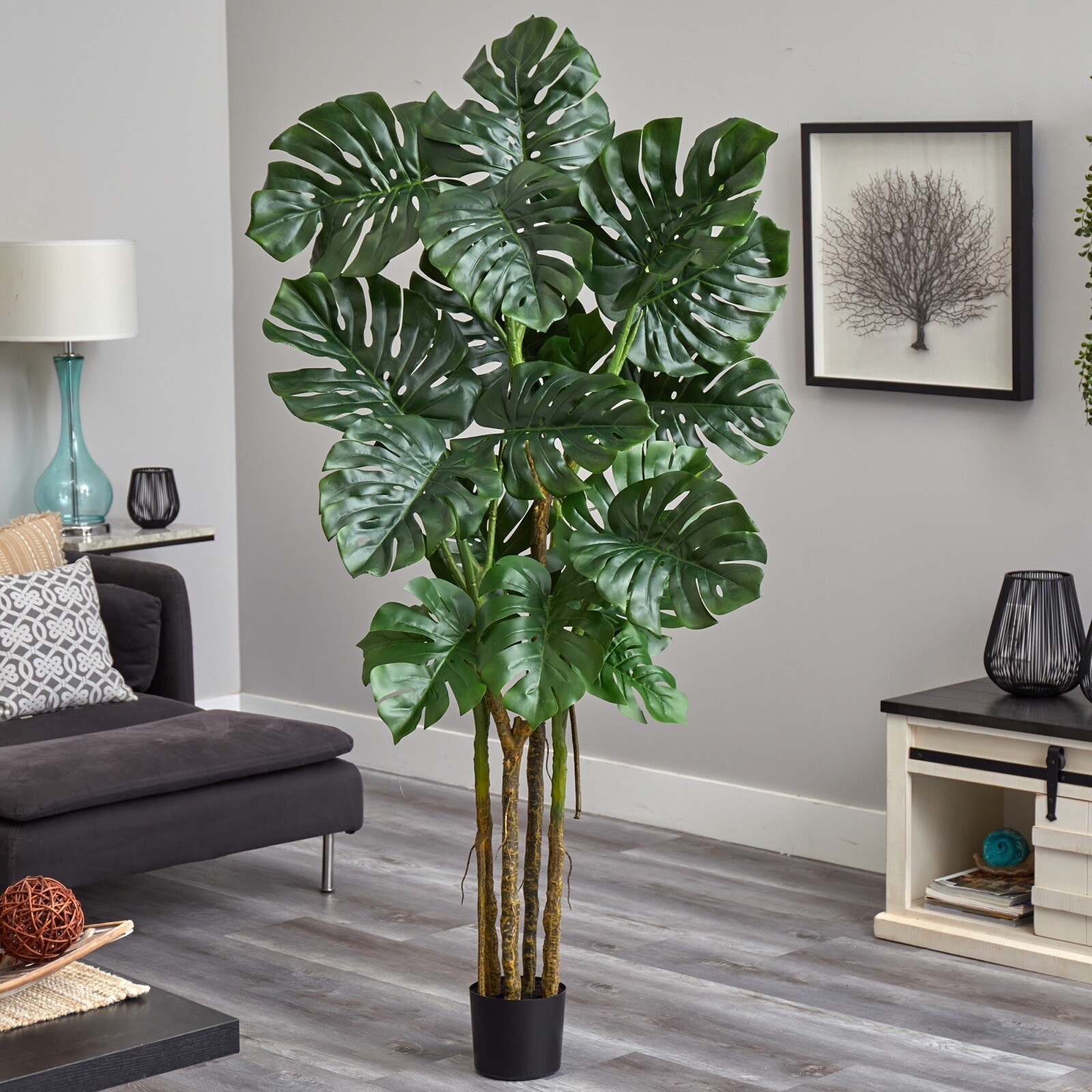 6’ Artificial Monstera Tree UV Resistant (Indoor/Outdoor) Home Decor.Retail $229