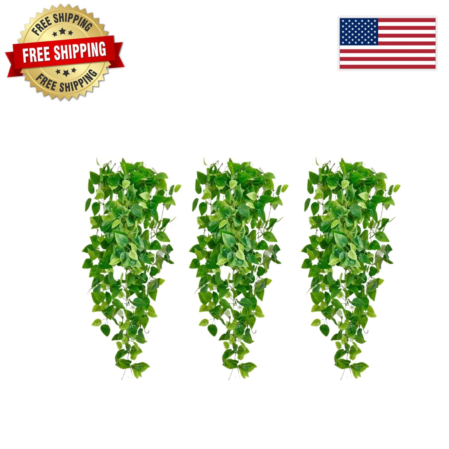 Realistic Hanging Ivy Plant 3-Pack – -Round Beauty for Homes and Events