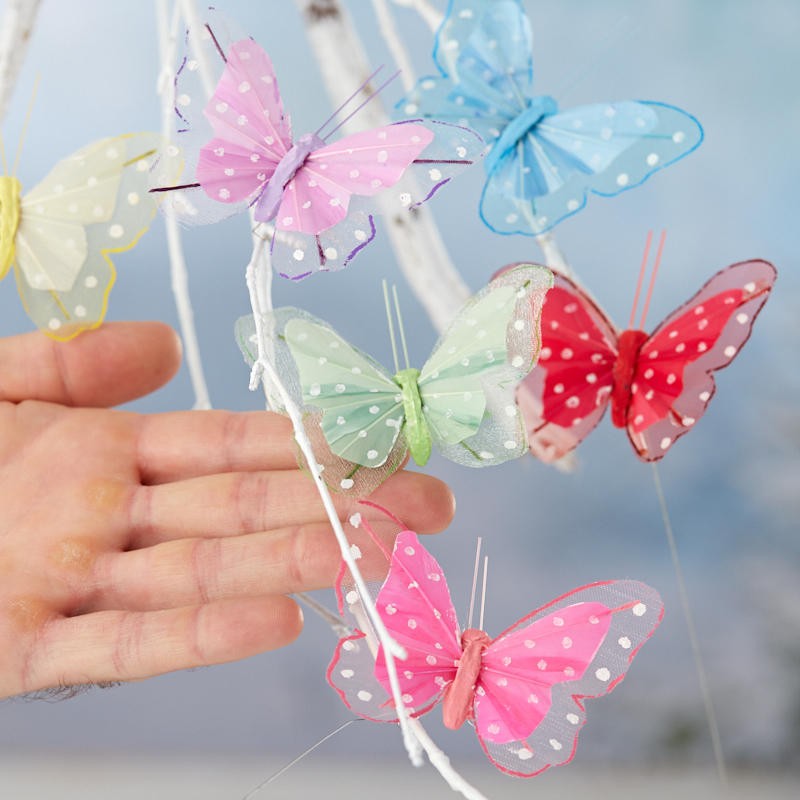 Package of 12 Assorted Color Polka Dot3-1/2″ Nylon Butterflies
