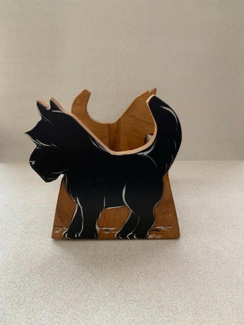Vintage Scotty Dog Wooden Basket Signed Hill 99 Handmade Floral Arrangement Box