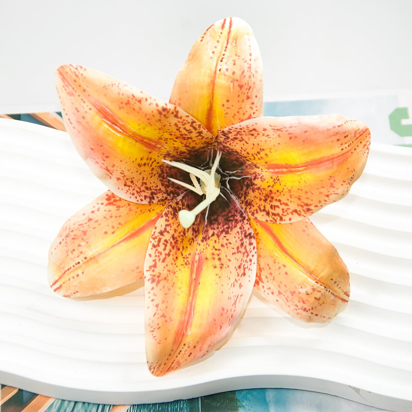 18 Pcs Faux Lily Heads 5.9″ Tiger Lily Artificial Flower Fake Lilies Flower H…