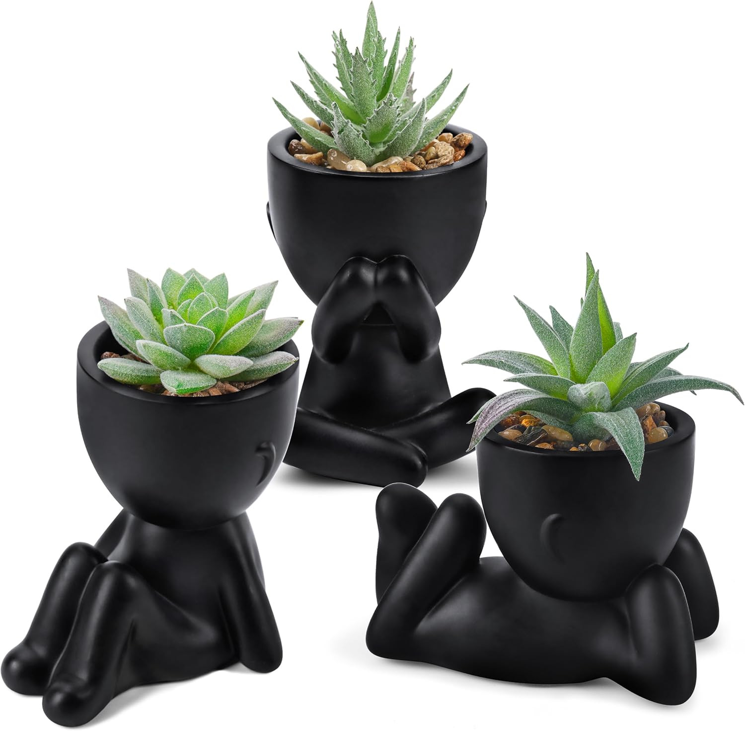 3 Pcs Fake Succulent Plants for Black Bathroom Bedroom Home Room Decor