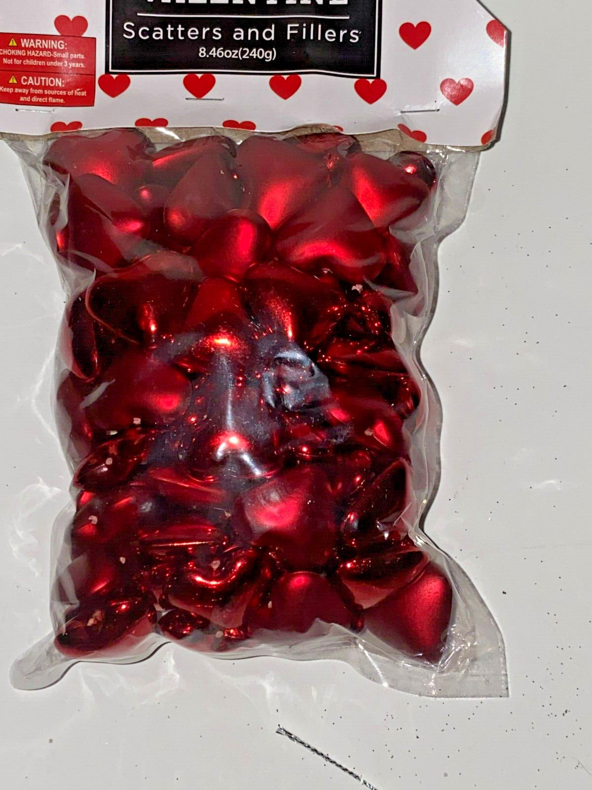 NEW METALLIC RED PUFF HEART TABLE SCATTER FILLER VALENTINE WEDDING LOVE 8.46 OZ